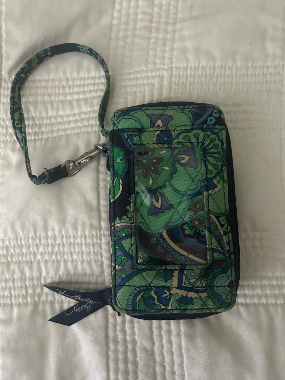 Green & Navy Floral Quilted Wristlet by Vera Bradley